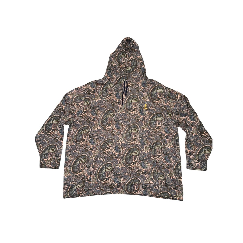 Polo Ralph Lauren Mens 4XB Paisley Hoodie Fleece Pullover Big & Tall Multi Color